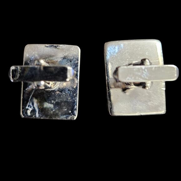 Vintage Silver Tone Cufflinks Horse Head Design Rectangular 17x22mm - Picture 2 of 5
